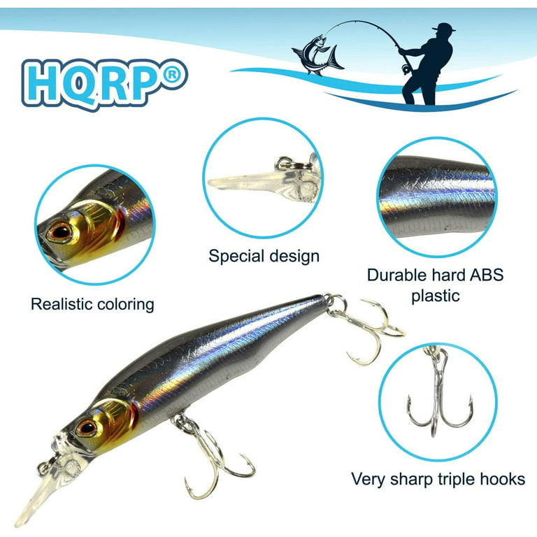HQRP 5.1 inch Fishing Lure Kit 0.4oz Salt-Water Sea Ocean Fish Bait Set Trolling Jerk Topwater Tackle for Bass