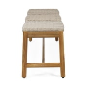 Christopher Knight Home Cambria Wicker Bench by Teak + Brown