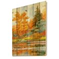thumbnail image 2 of Designart 'Autumn Forest By The Lake Side IV' Lake House Print on Natural Pine Wood, 2 of 5