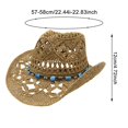 thumbnail image 3 of WEIYLL Women Sun Hat Summer Sun Protection Retro Western Cowboy Shapeable Straw Hollowed Out Visors Cap, 3 of 4