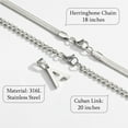 thumbnail image 4 of Apsvo 2pcs Men Chain Necklaces,18 Inch Herringbone Link Chain and 20 Inch Cuba Link Chain,Silver A-Z Initial Necklace,Layered Stainless Steel Letter Pendant Necklace Jewelry Gift for Men, 4 of 6