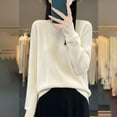 thumbnail image 3 of TKLPEHG Womens Long Sleeve Tops V Neck Knitted Sweaters Pullover Lightweight Classic Solid Color Loose Fashion Casual Pullover (Beige,XXL), 3 of 5