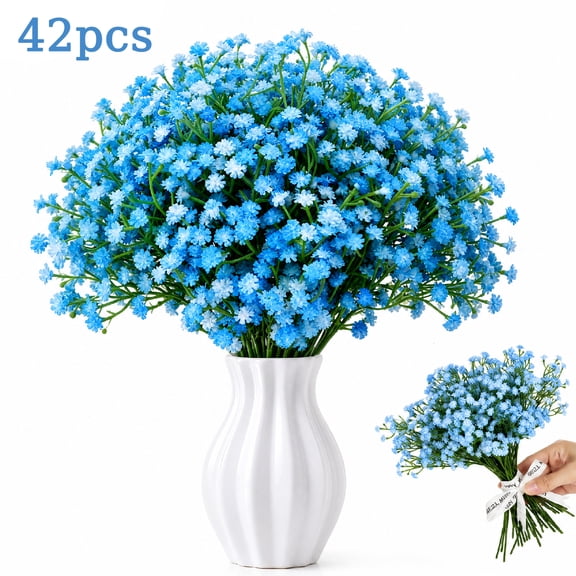 Armscye 42Pcs Babys Breath Artificial Flowers Bulk, 11inch Fake Baby Breath Flowers, Realistic Artificial Flowers Bouquet for Outdoors Wedding DIY Bouquet Arrangement Party Home Decor, Light Bule