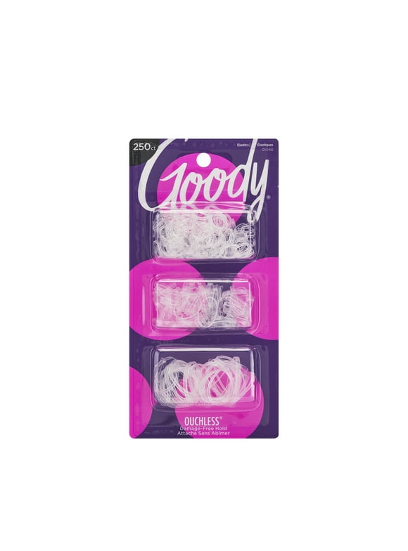 Goody  Ouchless Clear Hair Ties, No Metal Gentle Hair Elastic Polybands, 250 Ct