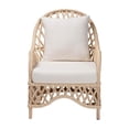 thumbnail image 2 of Pemberly Row Ivory Braided Rattan Arm Chair with Cushion and Pillow, 2 of 10