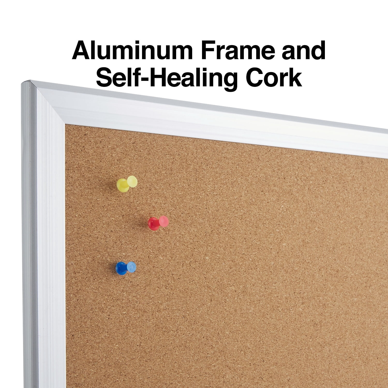 HITOUCH BUSINESS SERVICES Standard Durable Cork Bulletin Board Aluminum Frame 3'W x 2'H 52449/28335