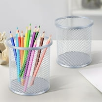 HBBKVI Pencil Holder, Round Metal Mesh Pen Holder for Home Office, Desk Organizer Makeup Brush Holder