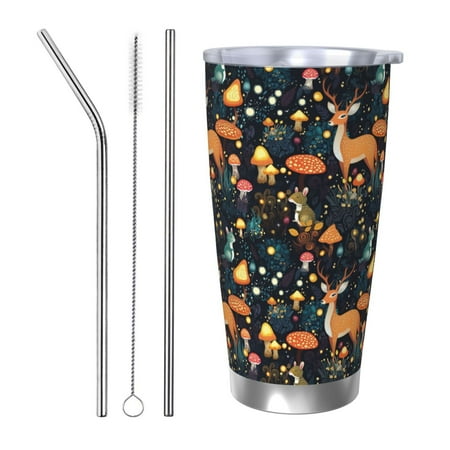 

Salouo Forest Elf Print 20oz Tumbler with Lid Stainless Steel Vacuum Insulated Tumbler Durable Insulated Coffee Mug Thermal Cup with Splash Proof Sliding Lid-Straw Three-piece Set
