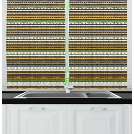 Ideas For A Tiny Bedroom Tribal Curtains 2 Panels Set, Ethnic Style Tiny Bird Foodprints Heart Icons Design Pastel Color Folkloric Pattern, Window Drapes For Living Room Bedroom, 55W X 39L Inches, Multicolor, By Ambesonne ()