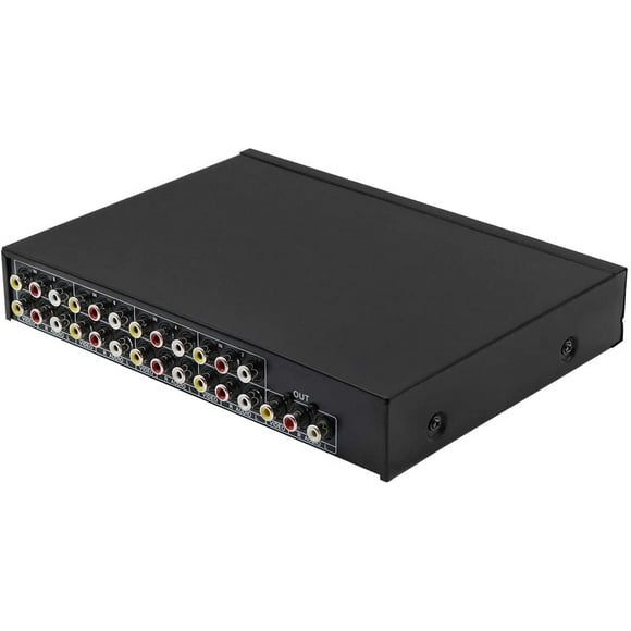 Amplificador divisor de audio y video 8 en 1 salida 3 RCA AV para caja de cable DVD DVR TV analógica Divisor de 1x8 puertos Compuesto 3 RCA Av Video Audio Switch Switcher QiCheng&LYS (8 en 1 salida)