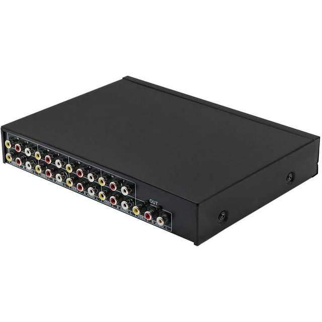 Amplificador divisor de audio y video 8 en 1 salida 3 RCA AV para caja de cable DVD DVR TV analógica Divisor de 1x8 puertos Compuesto 3 RCA Av Video Audio Switch Switcher QiCheng&LYS (8 en 1 salida)