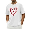 thumbnail image 1 of Tops para hombre, blusas y camisas de cuello redondo y manga corta para hombre. Camiseta/camisa informal de cuello redondo y manga corta con estampado de corazones para hombre. Tops de poliéster para, 1 of 4