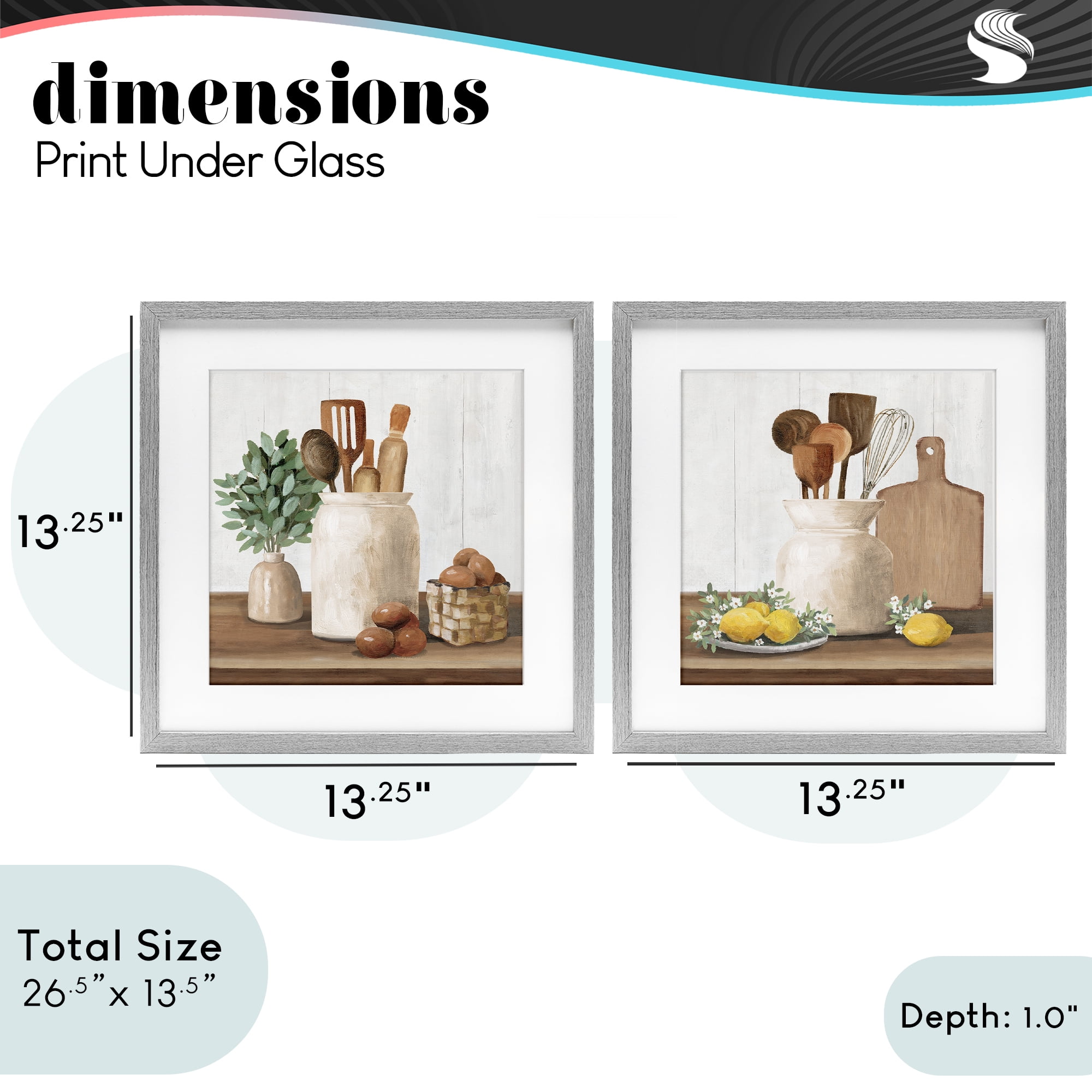 Stupell Industries Country Kitchen Setup 2 Piece Gray Framed Print Under Glass Set, design by White Ladder