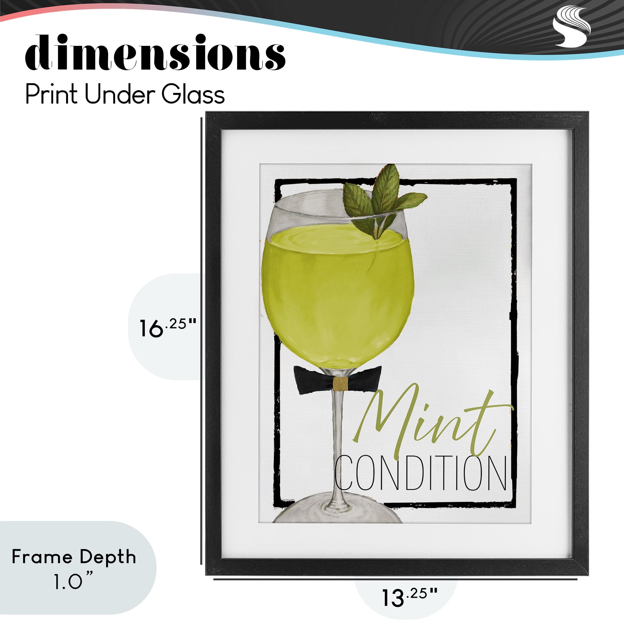 Stupell Industries Mint Condition Cocktail Black Framed Print Under Glass, design by Lorenzo Collective