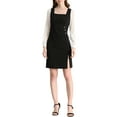 thumbnail image 2 of INSPIRE CHIC Women's Square Neck Ruched Front Contrast Panel Long Sleeve Dress XS Black, 2 of 6