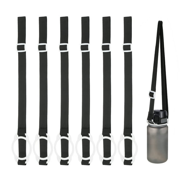 REGALWOVEN Water Bottle Lanyard, Adjustable Holder Shoulder Strap with Ring Buckle Clips for Hiking Walking Outdoor Black 5cm