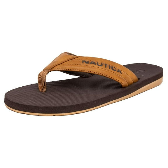 Nautica Mens Flip Flop Comfortable Slip On Shower Slides Sandals Tan Size 8 NIB