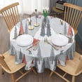 thumbnail image 3 of Gray Christmas Gnome Village Pattern Round Tablecloth 60"x60",Wrinkle Wipeable Table Cloth for Kitchen Dining Room Picnic Patio Party, 3 of 6