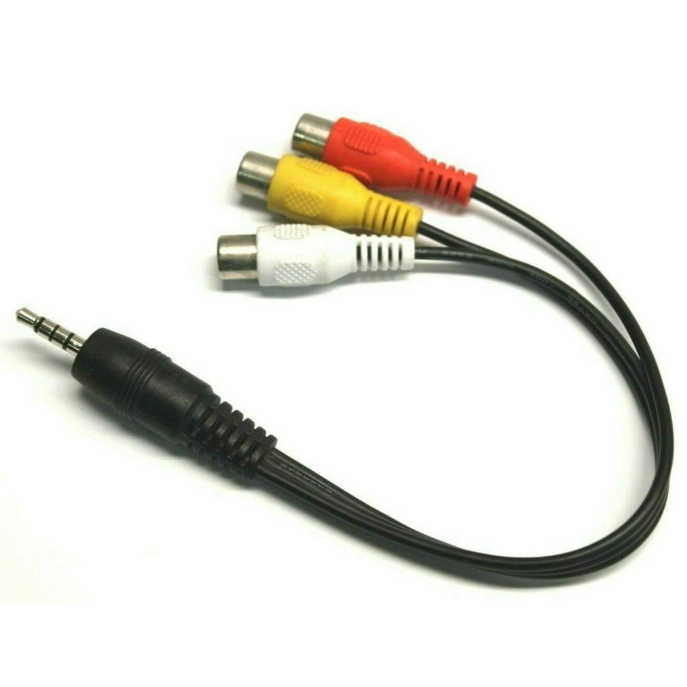 3.5mm Male Jack to 3 RCA Female Adapter Converter Cable Mini DV