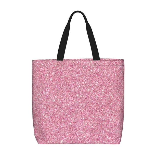 Fotbe Glitter Pink Bolsa Tote con Estampado para Mujer, Bolsos con Cremallera, Bolsa de Hombro Casual de Gran Capacidad con Bolsillos Internos
