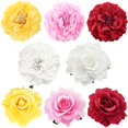 thumbnail image 1 of Juego de 8 pinzas para el cabello florales grandes, incluye 4 pinzas para el cabello con flores de peonía y 4 pasadores para el cabello con flores de rosas, accesorios para bailarines de flamenco, fie, 1 of 5