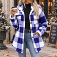 thumbnail image 6 of Dnhxils Womens Fleece Jackets Casual Mock Neck Plaid Jacket with Pockets Button Up Long Sleeve Outerwear for Womens Winter Fashion Blue XL, 6 of 9