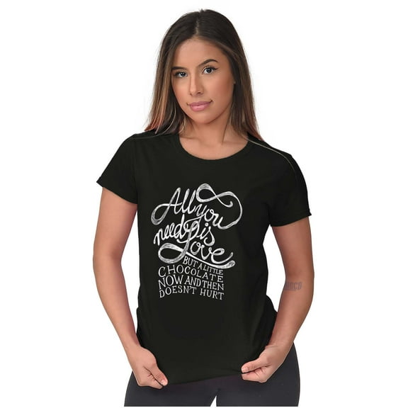 All You Need is Love Chocolate Funny Womens Slim Fit Graphic Tee Brisco Brands L