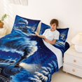 thumbnail image 3 of Manfei Classic Train Bed Sheets,Snowy Pine Trees Full Size Sheets,White Blue,4 Pieces,1 Flat Sheet, 1 Fitted Sheet and 2 Pillowcases, 3 of 6