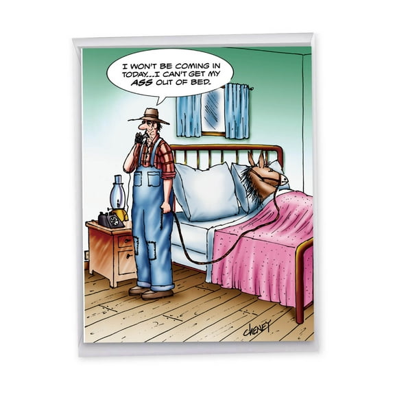 1 Jumbo Funny Get Well Soon Greeting Card (8.5 x 11 Inch) - A-sOut of Bed Feel Better Card J1365