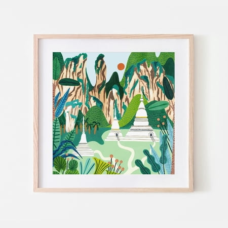 Kna Prints - Northern Thailand Travel Print, Chiang Mai Temple, Thailand Travel Poster, Botanical Print, Home Decor, Tropical Print, Jungle, Gift For Her Unframed Poster, UNFRAMED-16x24