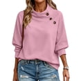 thumbnail image 4 of FAZVAOO Womens Tops,Mock Neck Drop Shoulder Fleece Lined Button Pullover Sweatshirt Pink 2XL, 4 of 8