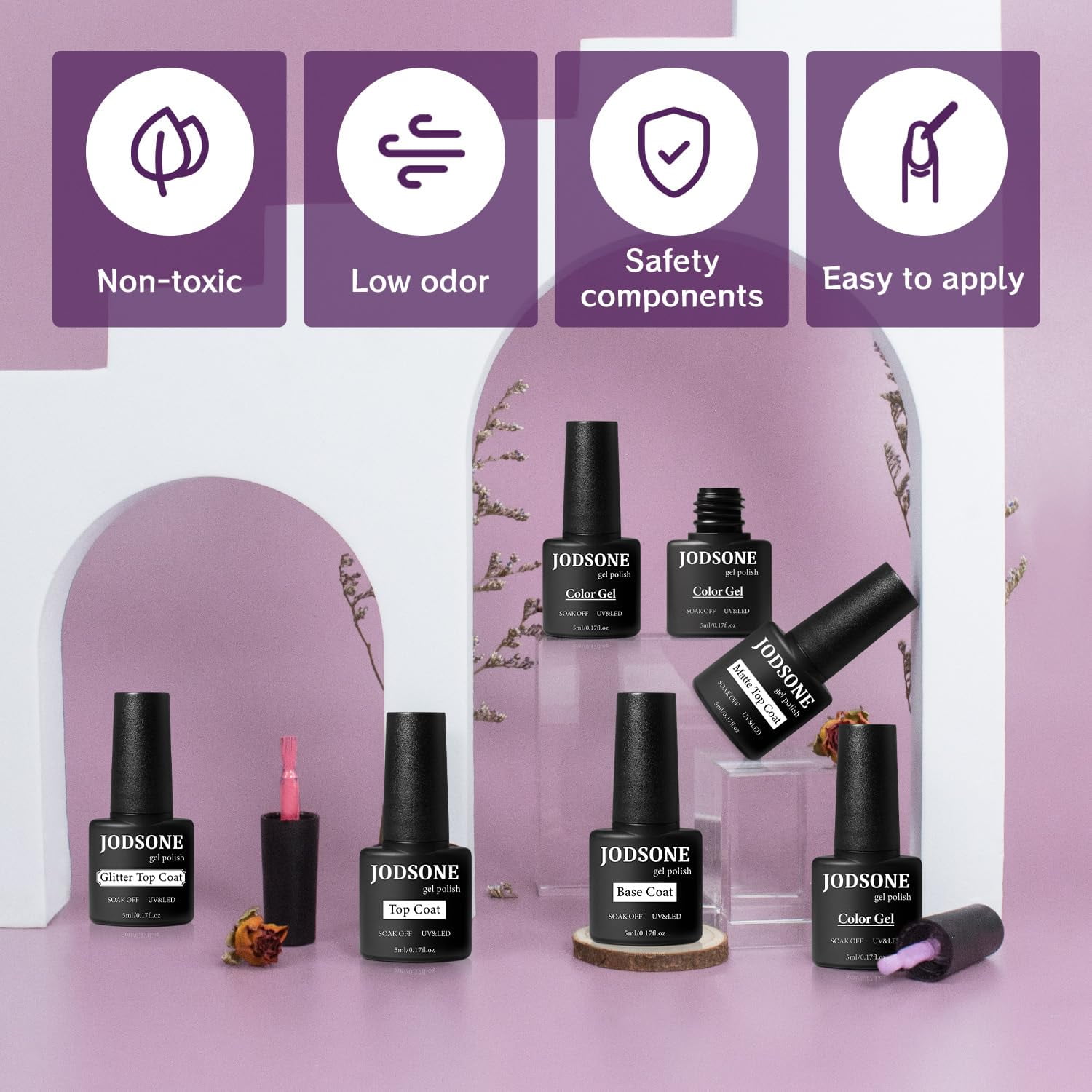 JODSONE 36 Pieces Gel Nail Polish Set U V Light Nail Drill Beginner Set Glossy Surface Easy To Apply Matte Texture All-In-One Manicure Kit