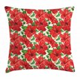 thumbnail image 1 of Hawaii Throw Pillow Cushion Cover, Botanic Inspirations Floral Bouquet Hand Drawn Red Hibiscuses Retro Theme, Decorative Square Accent Pillow Case, 24 X 24 Inches, Beige Fern Green Red, by Ambesonne, 1 of 2