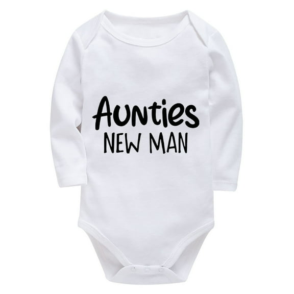 Aunties New Man Baby Home from Hospital Outfit Long Sleeve Unisex Onsies White Girl Romper