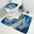 thumbnail image 2 of Blue Marble Gold Wave Pattern Bathroom Rugs Sets 3 Piece,Toilet Cover Set,Absorbent Non Slip Bathroom Mats Sets with U-Shaped Contour Rug Toilet Rug Set, 2 of 5
