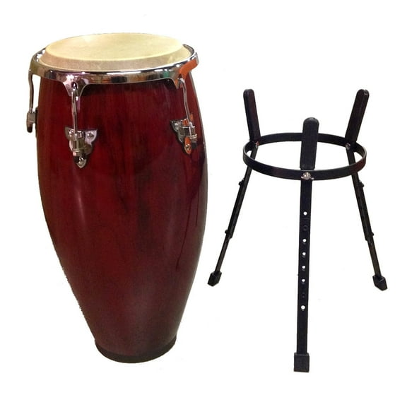 Zenison 12" CONGA DRUM with STAND Latin Percussion TUMBA - Red Wine Wood