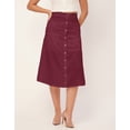 thumbnail image 5 of Moomaya Solid A-Line Skirt For Women, Front Buttoned Midi Skirts, 5 of 9