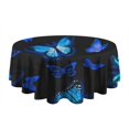 thumbnail image 5 of Black Blue Butterfly Pattern Round Tablecloth 60"x60",Wrinkle Wipeable Table Cloth for Kitchen Dining Room Picnic Patio Party, 5 of 6