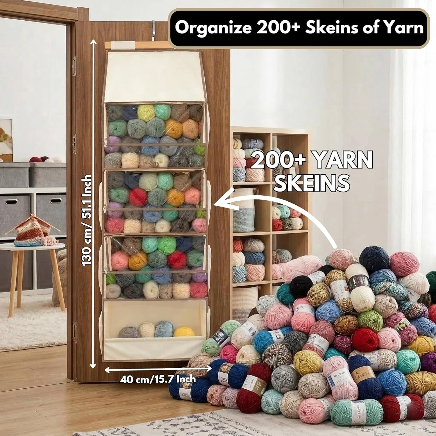 CCCHCY Yarn Heaven Storage Bag – Large Capacity Hanging Yarn Storage Organizer , for Yarn, Socks,  and Crafts