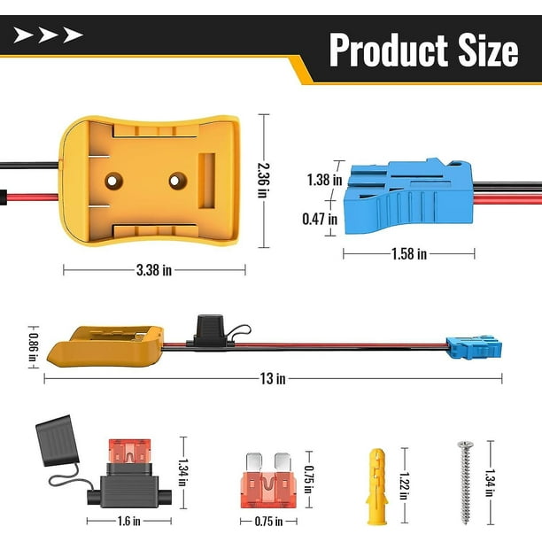 Power Wheels Adapter for Dewalt 20V Battery Adapter Power Wheels Battery Conversion Kit with Fuse Holder and Wire Harness Connector Walmart