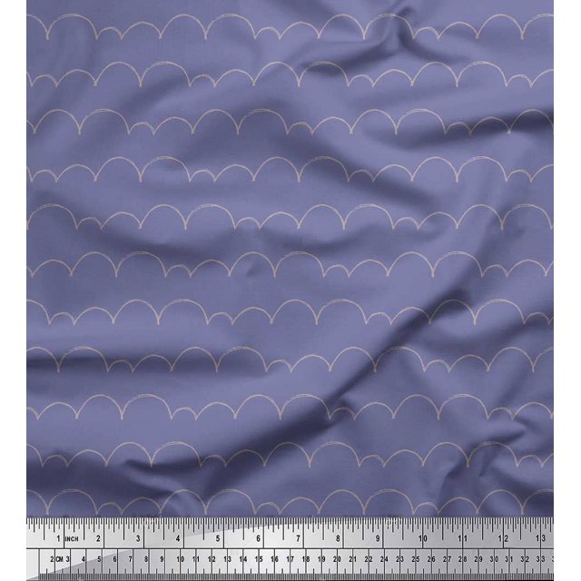 Soimoi Purple Heavy Satin Fabric Artistic Waves Abstract Decor Fabric Printed Yard 54 Inch Wide