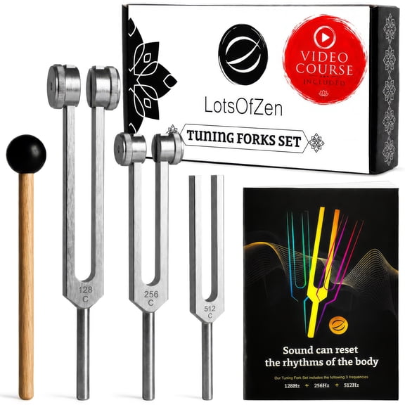 Tuning Forks for Healing Set (128Hz, 256Hz, 512Hz) — Calibrated Weighted Tuning Forks with Video Course Included