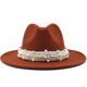 thumbnail image 1 of ¡Rebajas! Sombreros vaqueros Fdelink. Sombrero de copa para mujer, estilo británico, elegante sombrero de jazz con aro de perla y sombrero de copa, sombrero de ala ancha, sombrero de lana para mujer,, 1 of 2