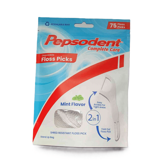 Pepsodent Complete Care Mint Flavor Floss Picks 75 Count
