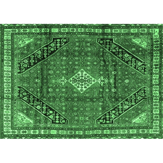 Ahgly Company Indoor Rectangle Persian Emerald Green Traditional Area Rugs, 6' x 9'