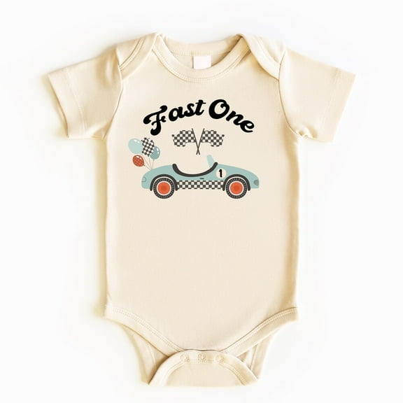 Fast One Baby Bodysuit, First Birthday Baby Outfit, Race Car Birthday Shirt, Birthday Boy Shirt, First Birthday Shirt, Race Car Birthday Cute Baby Onesie, BABY BODYSUIT LAT 4424