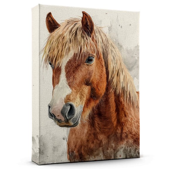Pony Brown Dartmoor Canvas Wall Art Animal Decor, Pony Brown Dartmoor Canvas Prints Wild Animal Artwork for Living Room Bedroom Office 190HD885