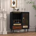 thumbnail image 6 of ARTPOWER Modern Coffee Bar Cabinet with Wine Glass Rack and Drawers, Black Liquor Cabinet with Pull-Out Wine Storage for Kitchen, Dining Room, Living Room, 6 of 9