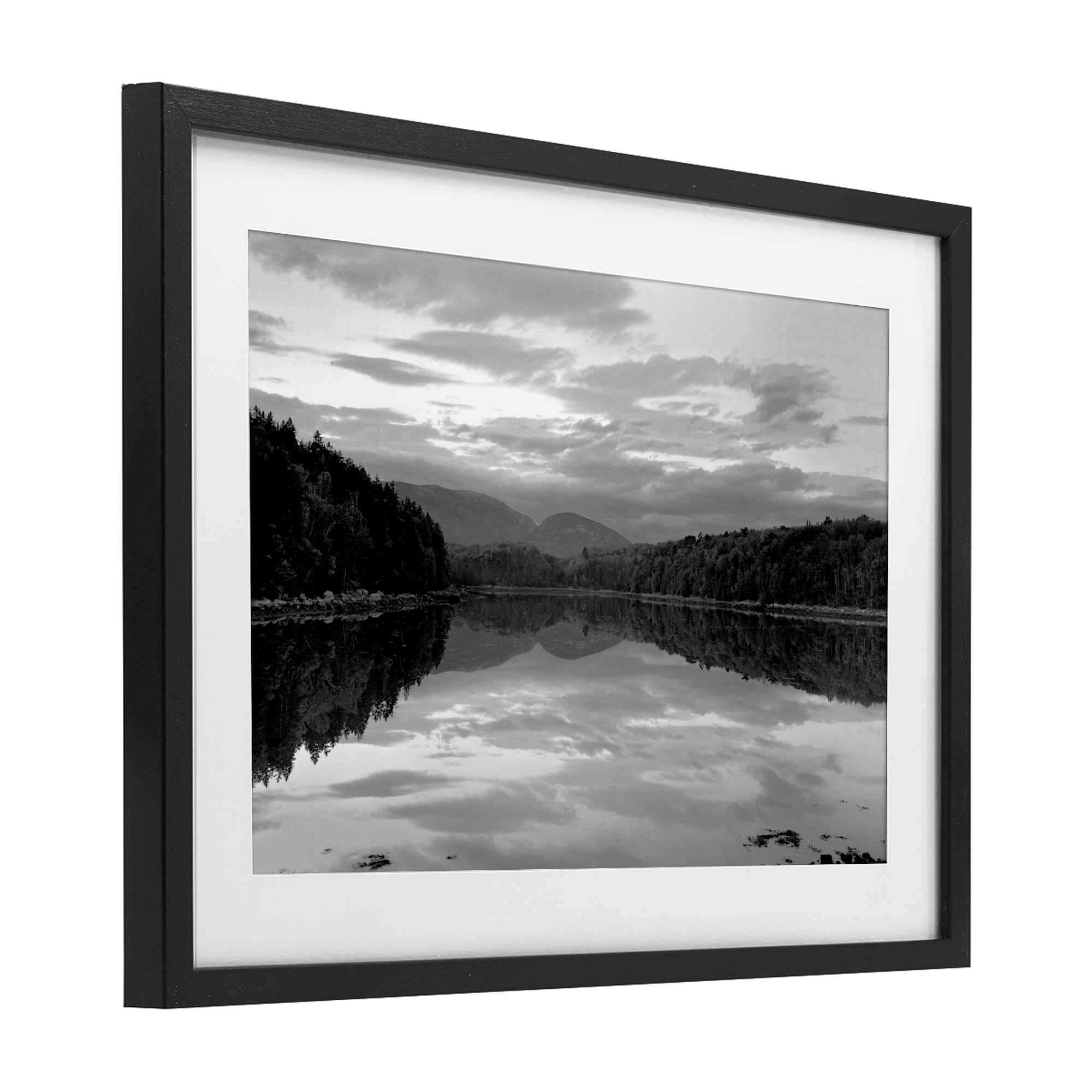 Stupell Industries Acadia Reflection in Monochrome Black Framed Print Under Glass, design by MJ Photography