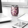 thumbnail image 3 of Leopard Print 12oz Stainless Steel Insulated Wine Tumbler with Lid and Straw – Double Wall Vacuum Mug for Hot & Cold Drinks, 304 Steel Interior, Sweat-Free Design, 3 of 5